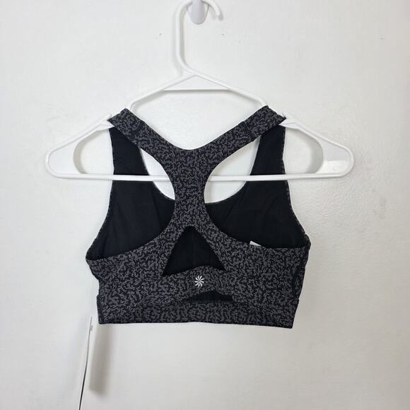 Athleta Grey Black Fitness Workout Padded Ultimate Textured Sports Bra Size XS - Picture 3 of 9